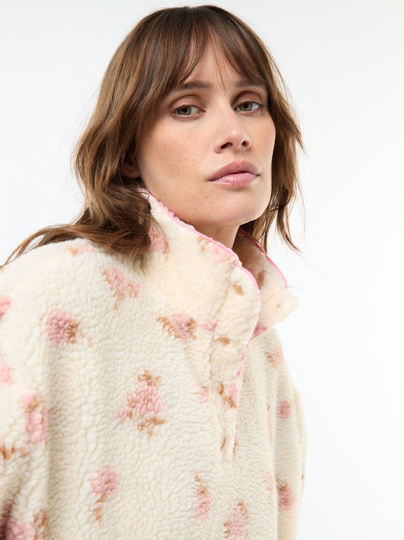 Sudadera de punto bouclé con estampado Blanco - Kiabi