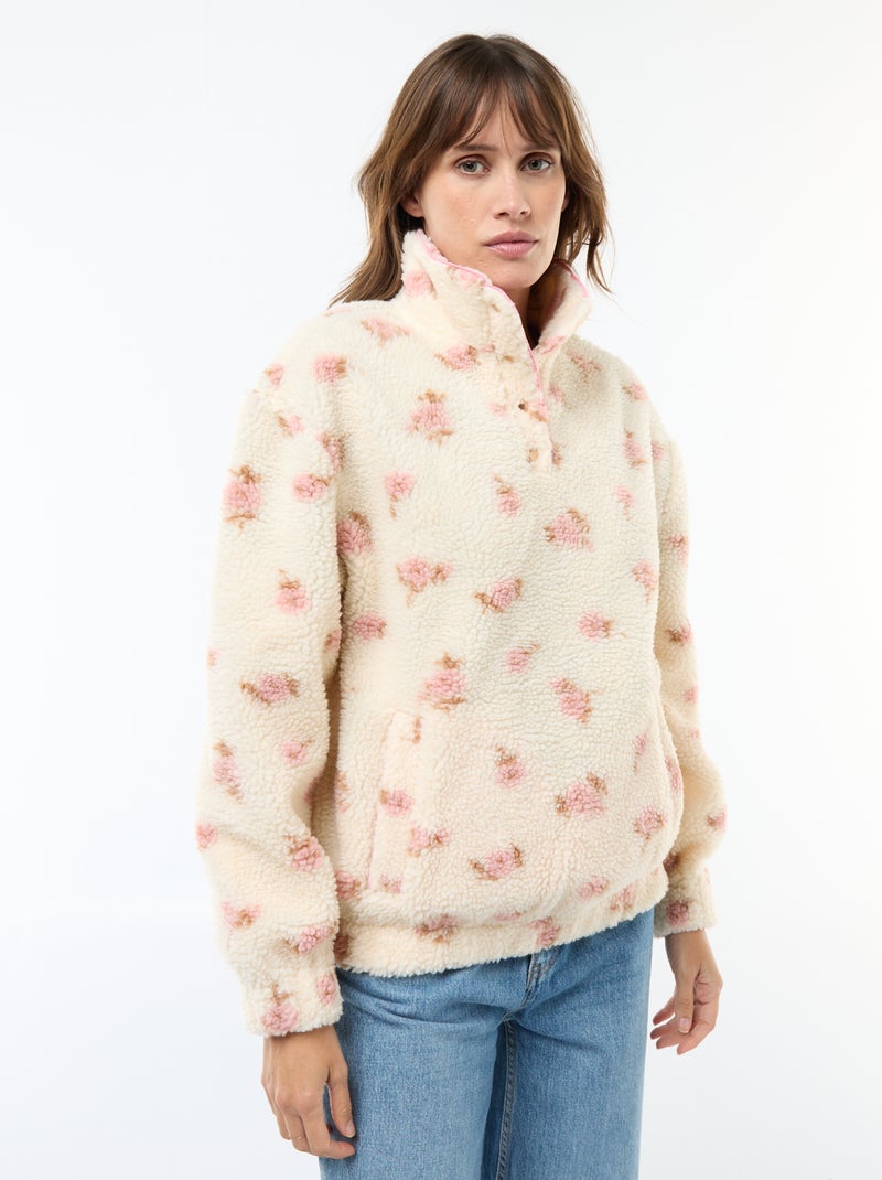 Sudadera de punto bouclé con estampado Blanco - Kiabi