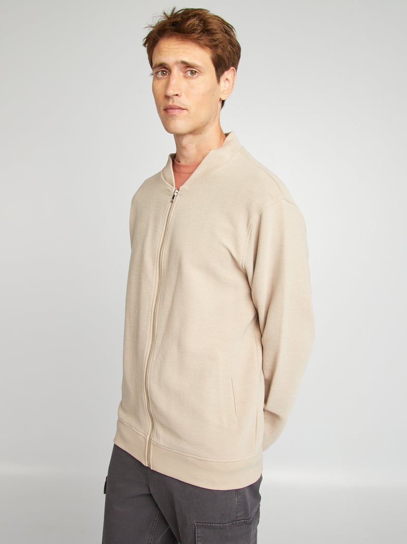 Sudadera de punto con cierre de cremallera BEIGE - Kiabi