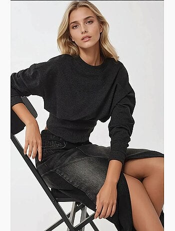 Sudadera de punto con cuello redondo ajustado y corsé hiccup