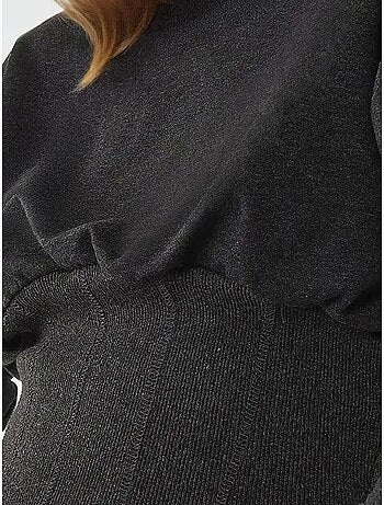 Sudadera de punto con cuello redondo ajustado y corsé hiccup
