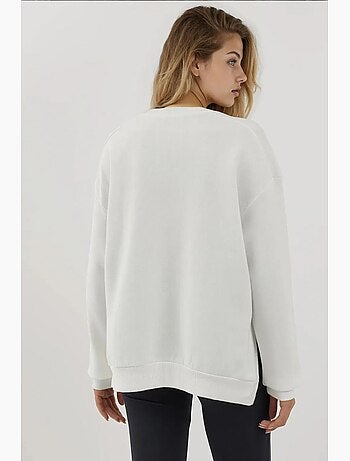 Sudadera de punto con cuello redondo texturizado y cremallera hiccup