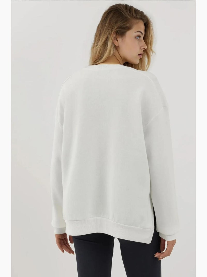 Sudadera de punto con cuello redondo texturizado y cremallera hiccup Blanco - Kiabi