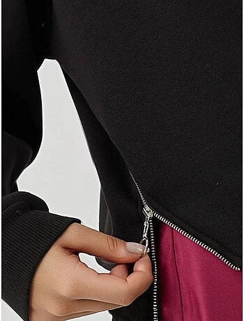 Sudadera de punto con cuello redondo texturizado y cremallera hiccup