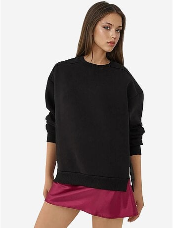 Sudadera de punto con cuello redondo texturizado y cremallera hiccup