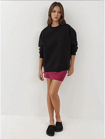 Sudadera de punto con cuello redondo texturizado y cremallera hiccup