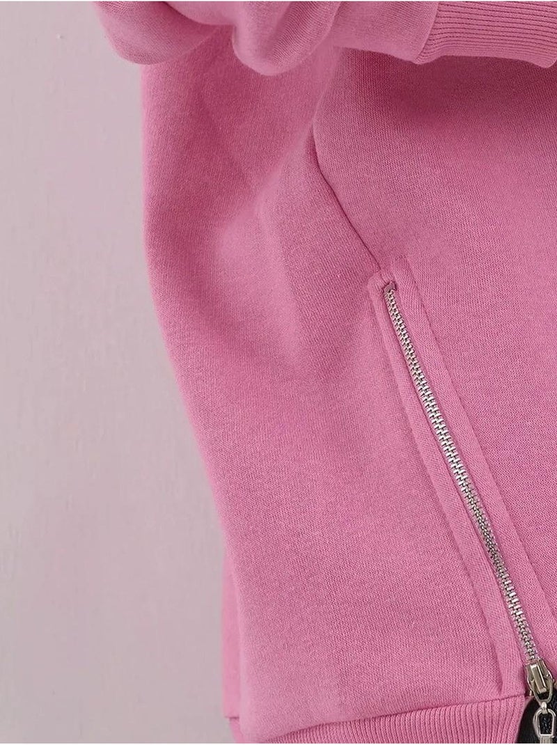 Sudadera de punto con cuello redondo texturizado y cremallera hiccup Rosa claro - Kiabi