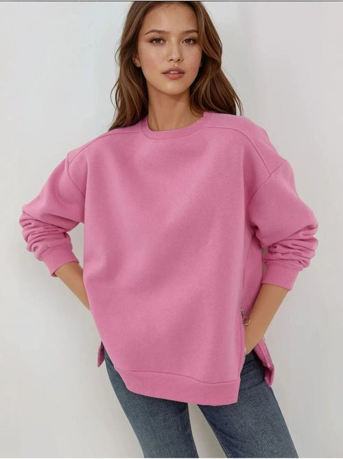 Sudadera de punto con cuello redondo texturizado y cremallera hiccup - Kiabi Sudadera de punto con cuello redondo texturizado y cremallera hiccup - Kiabi