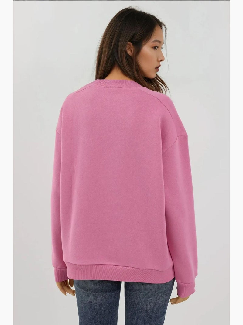 Sudadera de punto con cuello redondo texturizado y cremallera hiccup Rosa claro - Kiabi