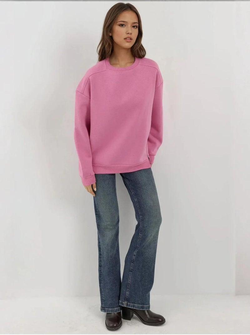 Sudadera de punto con cuello redondo texturizado y cremallera hiccup Rosa claro - Kiabi
