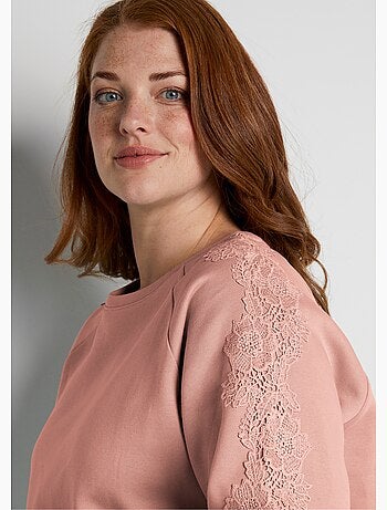 Sudadera de punto con cuello redondo y encaje