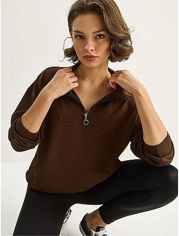 Sudadera de punto con cuello y cremallera de corte relajado lucci