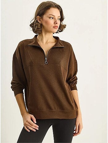 Sudadera de punto con cuello y cremallera de corte relajado lucci