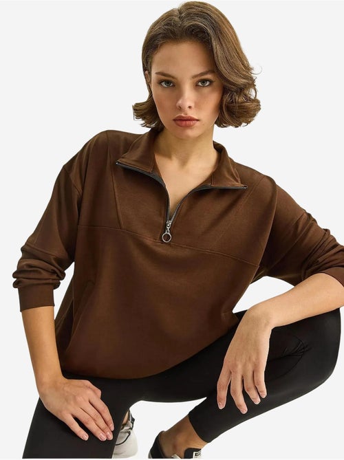 Sudadera de punto con cuello y cremallera de corte relajado lucci - Kiabi Sudadera de punto con cuello y cremallera de corte relajado lucci - Kiabi