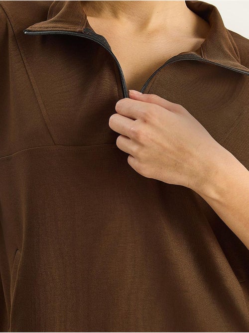 Sudadera de punto con cuello y cremallera de corte relajado lucci - Kiabi Sudadera de punto con cuello y cremallera de corte relajado lucci - Kiabi