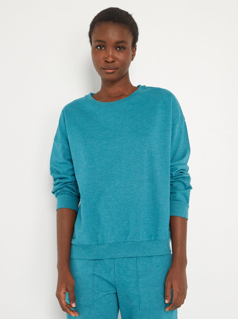 Sudadera de punto de manga larga azul - Kiabi