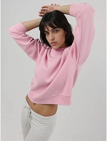 Sudadera de punto de manga larga con cuello redondo y detalle elástico busem