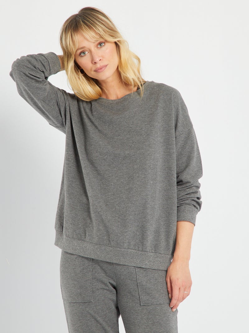 Sudadera de punto de manga larga gris - Kiabi