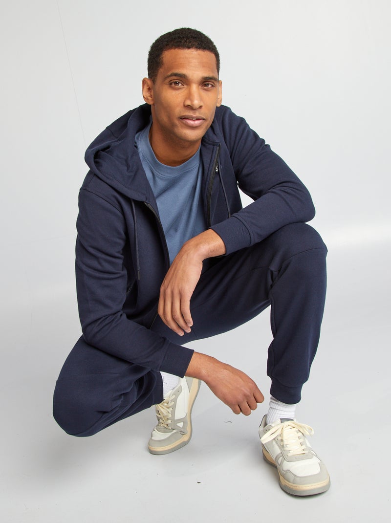 Sudadera de punto de piqué con capucha azul - Kiabi