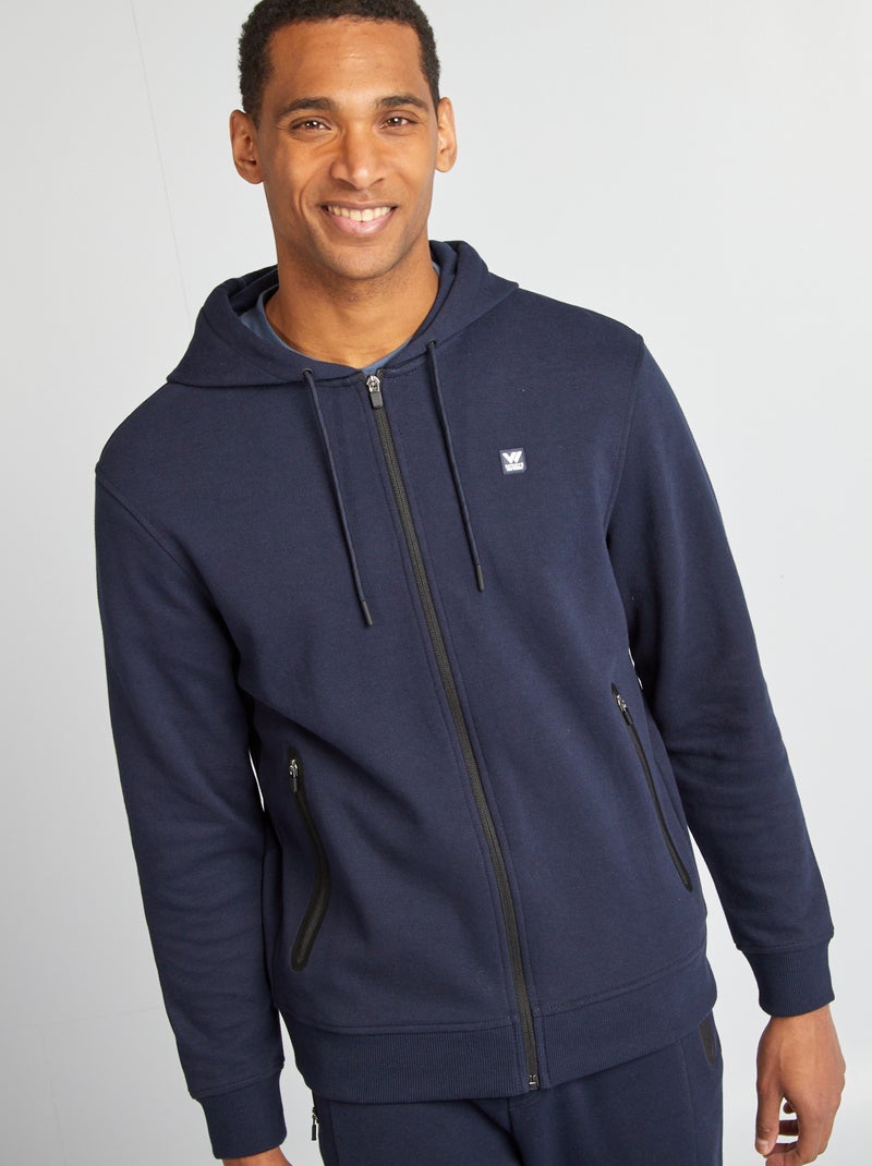 Sudadera de punto de piqué con capucha azul - Kiabi