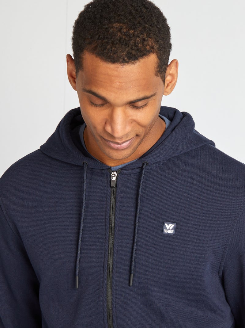 Sudadera de punto de piqué con capucha azul - Kiabi