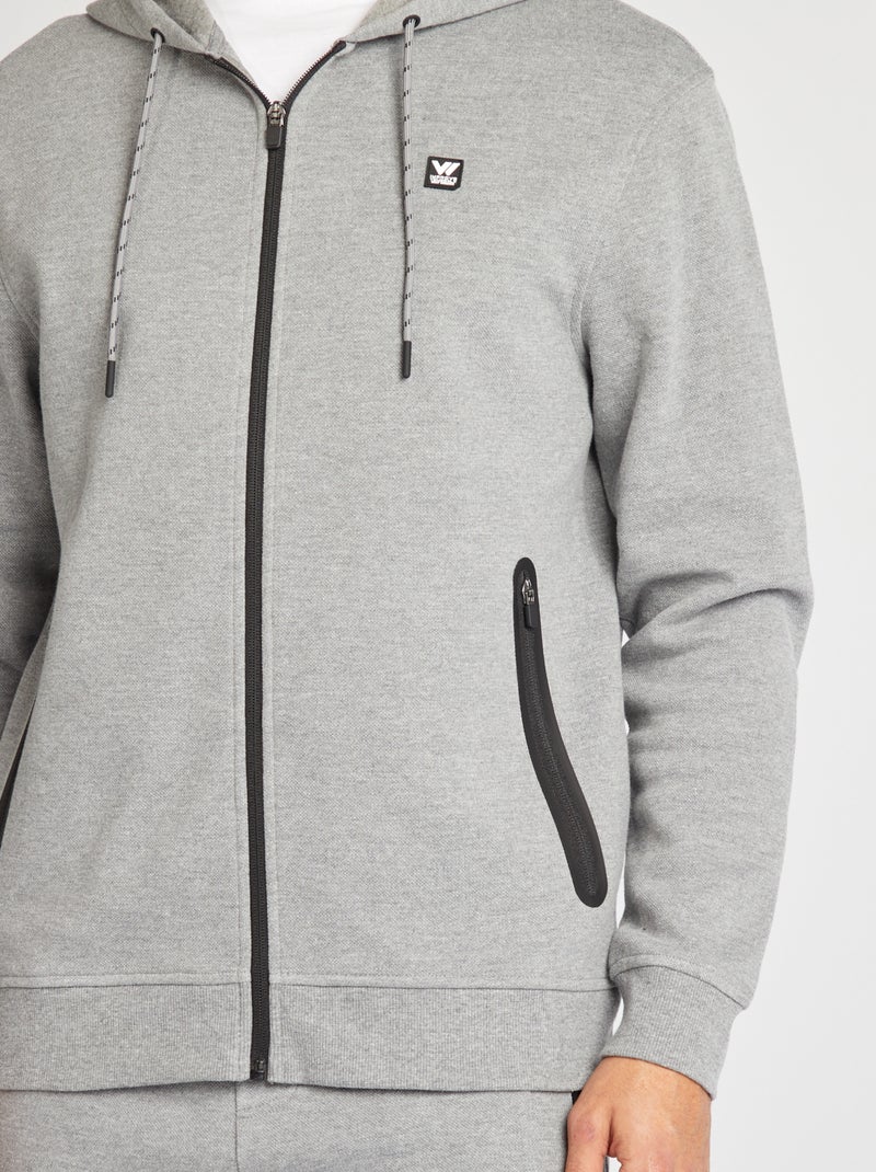 Sudadera de punto de piqué con capucha GRIS - Kiabi