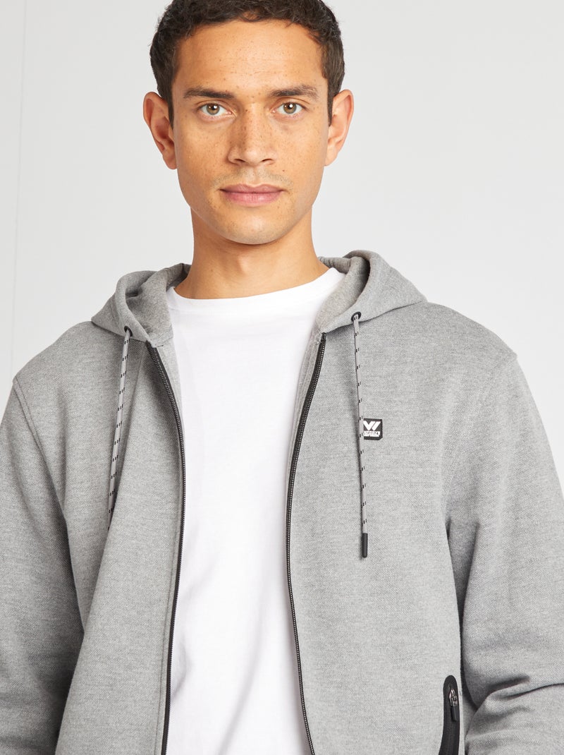Sudadera de punto de piqué con capucha GRIS - Kiabi