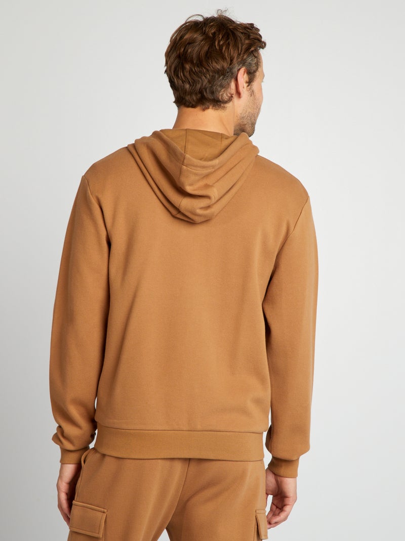 Sudadera de punto de piqué con capucha y cremallera BEIGE - Kiabi