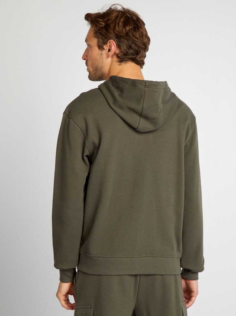 Sudadera de punto de piqué con capucha y cremallera KAKI - Kiabi