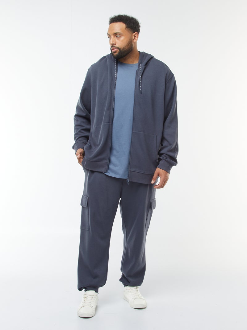 Sudadera de punto de piqué con cierre de cremallera y capucha Azul - Kiabi
