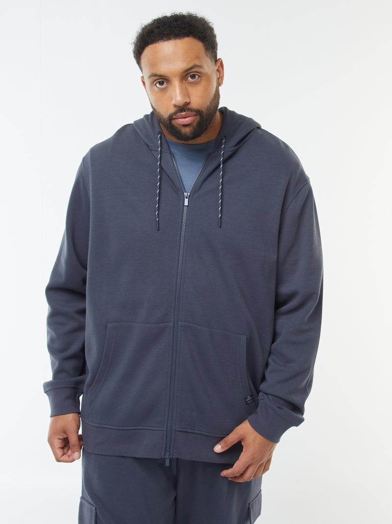 Sudadera de punto de piqué con cierre de cremallera y capucha Azul - Kiabi
