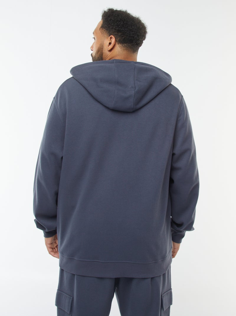 Sudadera de punto de piqué con cierre de cremallera y capucha Azul - Kiabi
