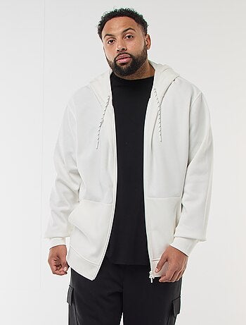 Sudadera de punto de piqué con cierre de cremallera y capucha