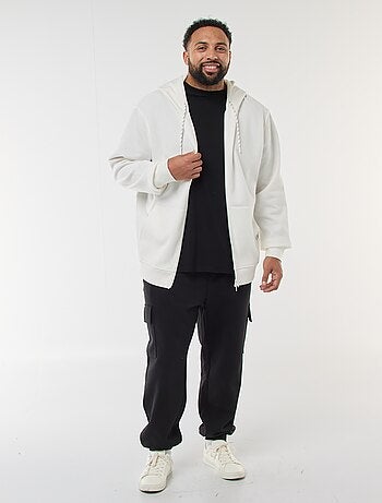 Sudadera de punto de piqué con cierre de cremallera y capucha