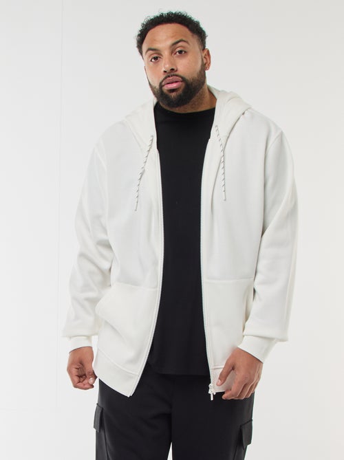 Sudadera de punto de piqué con cierre de cremallera y capucha - Kiabi Sudadera de punto de piqué con cierre de cremallera y capucha - Kiabi