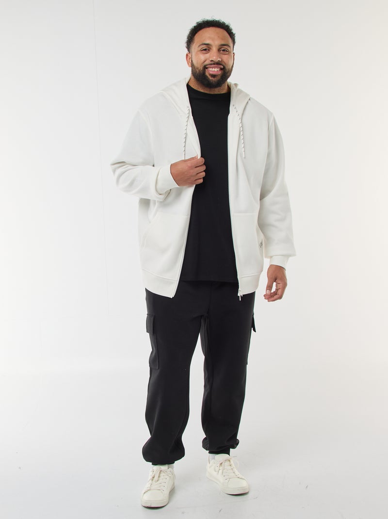 Sudadera de punto de piqué con cierre de cremallera y capucha Blanco - Kiabi