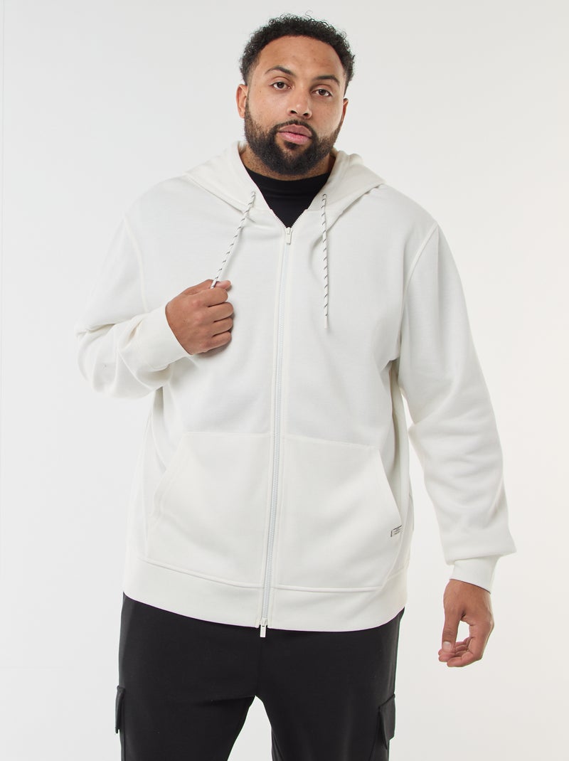 Sudadera de punto de piqué con cierre de cremallera y capucha Blanco - Kiabi