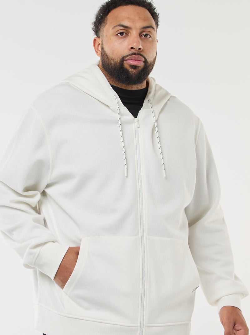 Sudadera de punto de piqué con cierre de cremallera y capucha Blanco - Kiabi