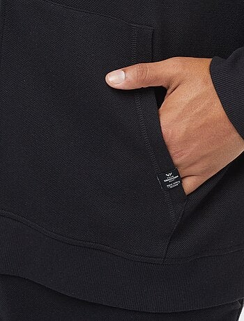 Sudadera de punto de piqué con cierre de cremallera y capucha