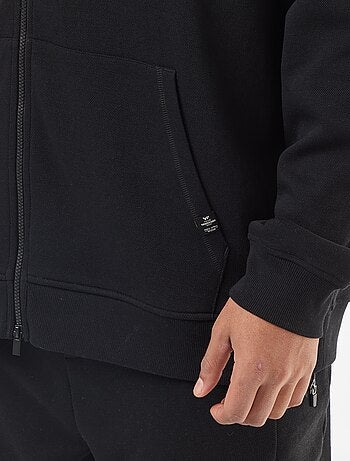 Sudadera de punto de piqué con cierre de cremallera y capucha