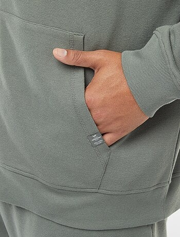 Sudadera de punto de piqué con cierre de cremallera y capucha