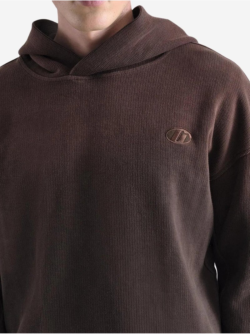 Sudadera de punto extragrande con capucha giesto Marrón chocolate - Kiabi