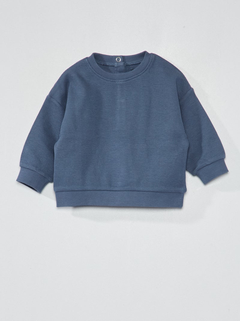 Sudadera de punto gofrado AZUL - Kiabi