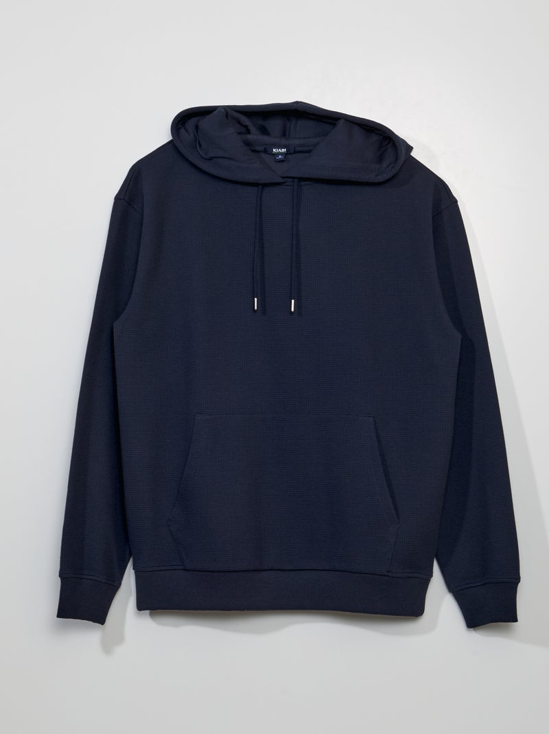 Sudadera de punto gofrado con capucha AZUL - Kiabi