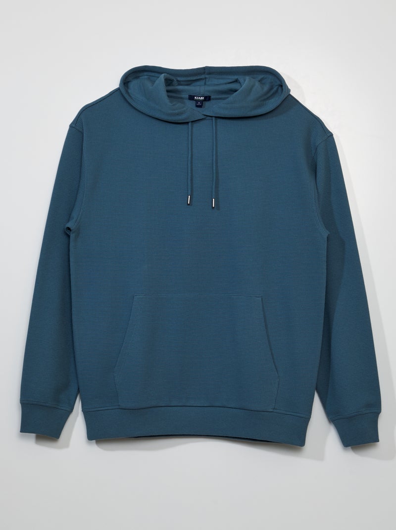 Sudadera de punto gofrado con capucha AZUL - Kiabi