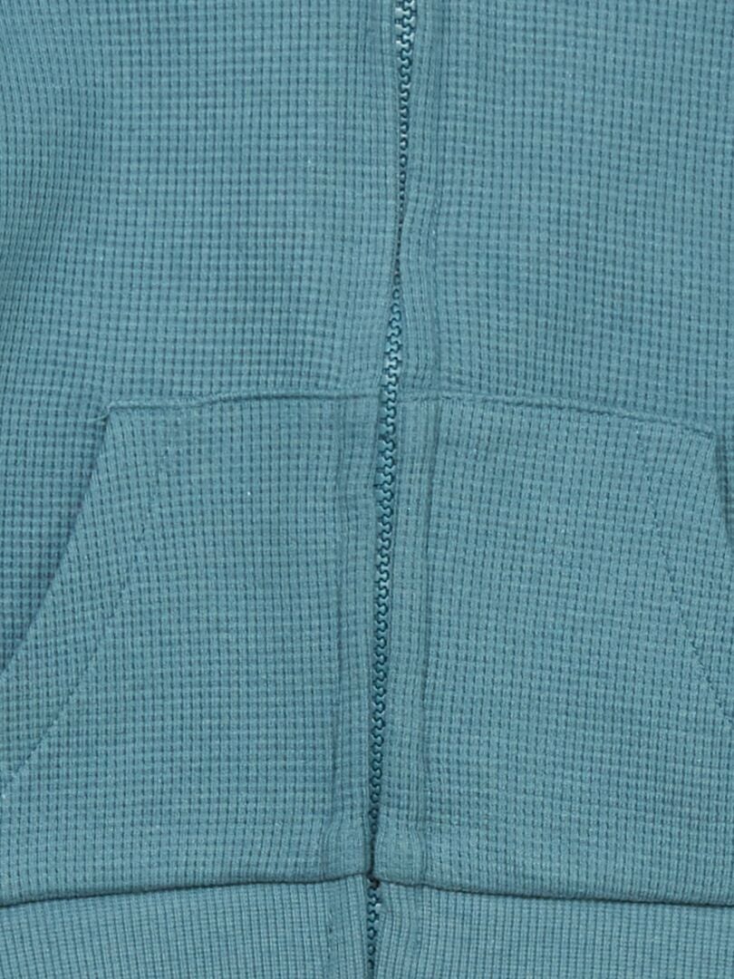 Sudadera de punto gofrado con capucha azul oscuro - Kiabi