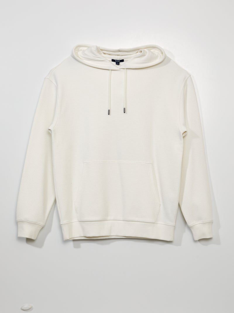 Sudadera de punto gofrado con capucha Blanco - Kiabi