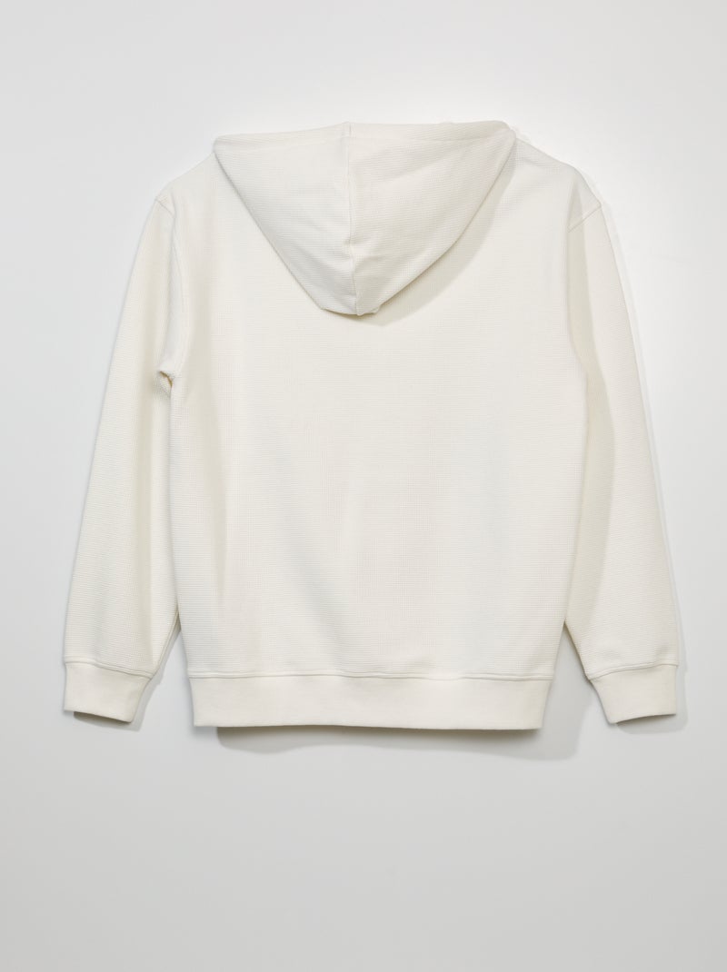 Sudadera de punto gofrado con capucha Blanco - Kiabi