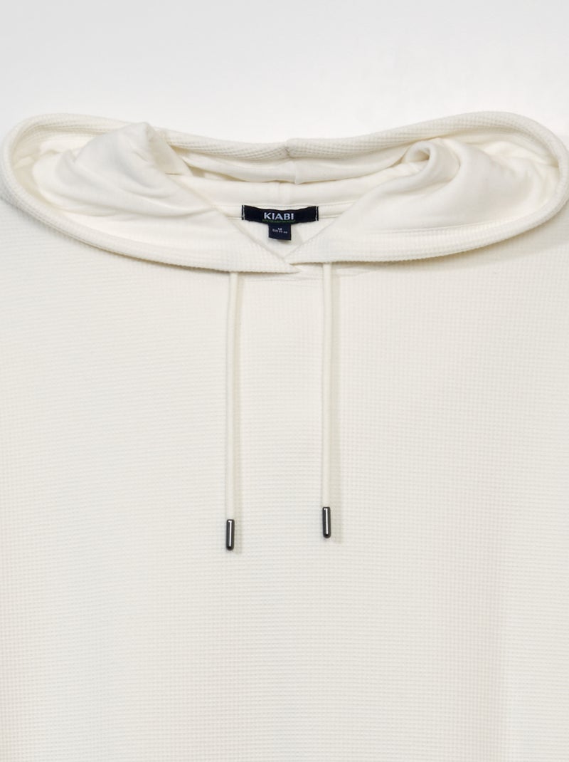 Sudadera de punto gofrado con capucha Blanco - Kiabi