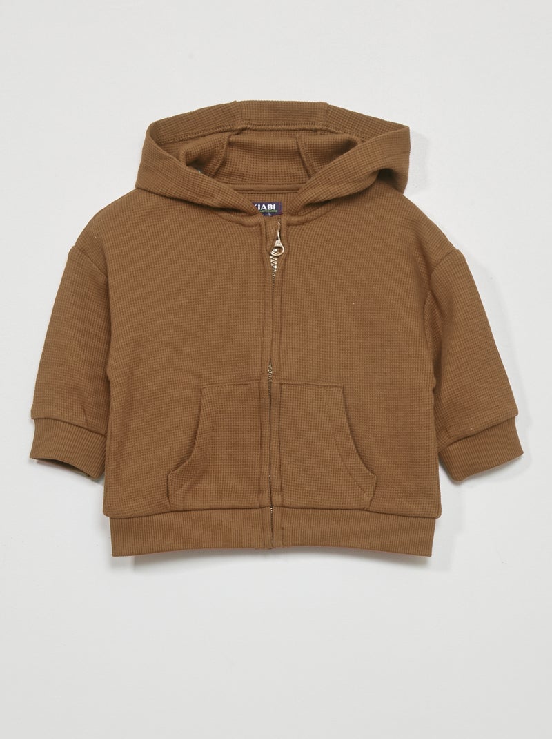 Sudadera de punto gofrado con capucha MARRON - Kiabi